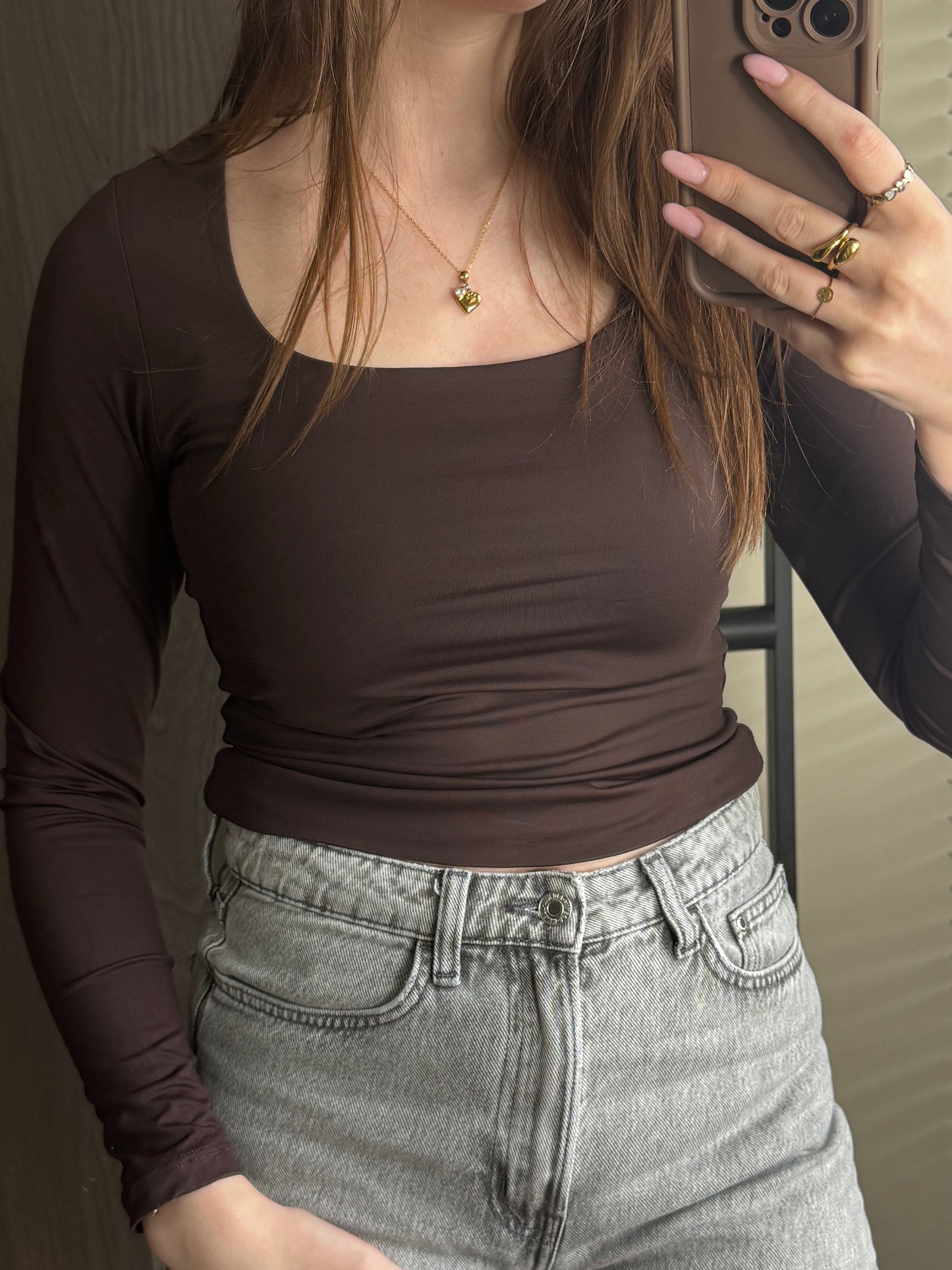 Basic Long Sleeve top Brown