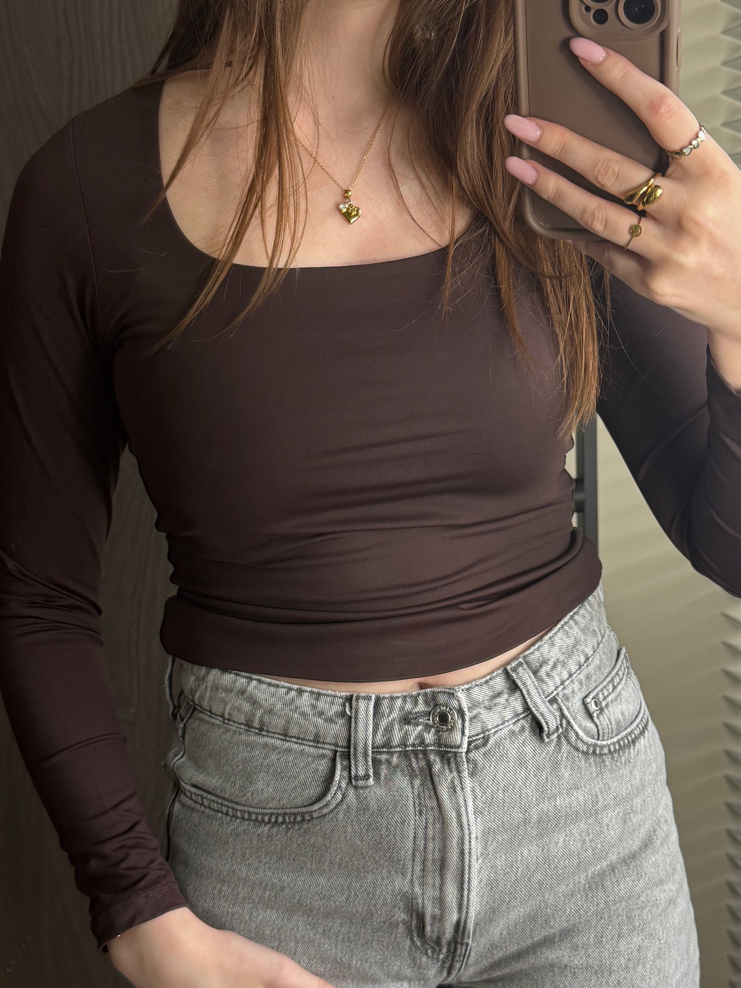 Basic Long Sleeve top Brown