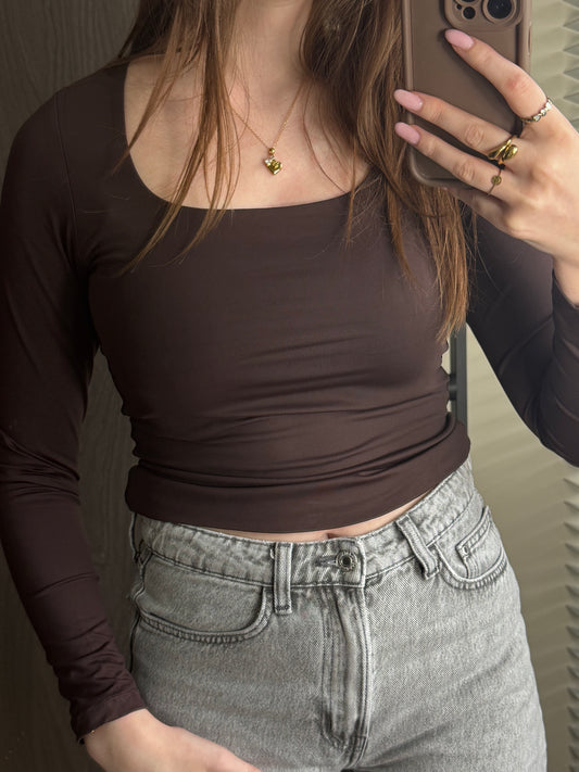 Basic Long Sleeve top Brown