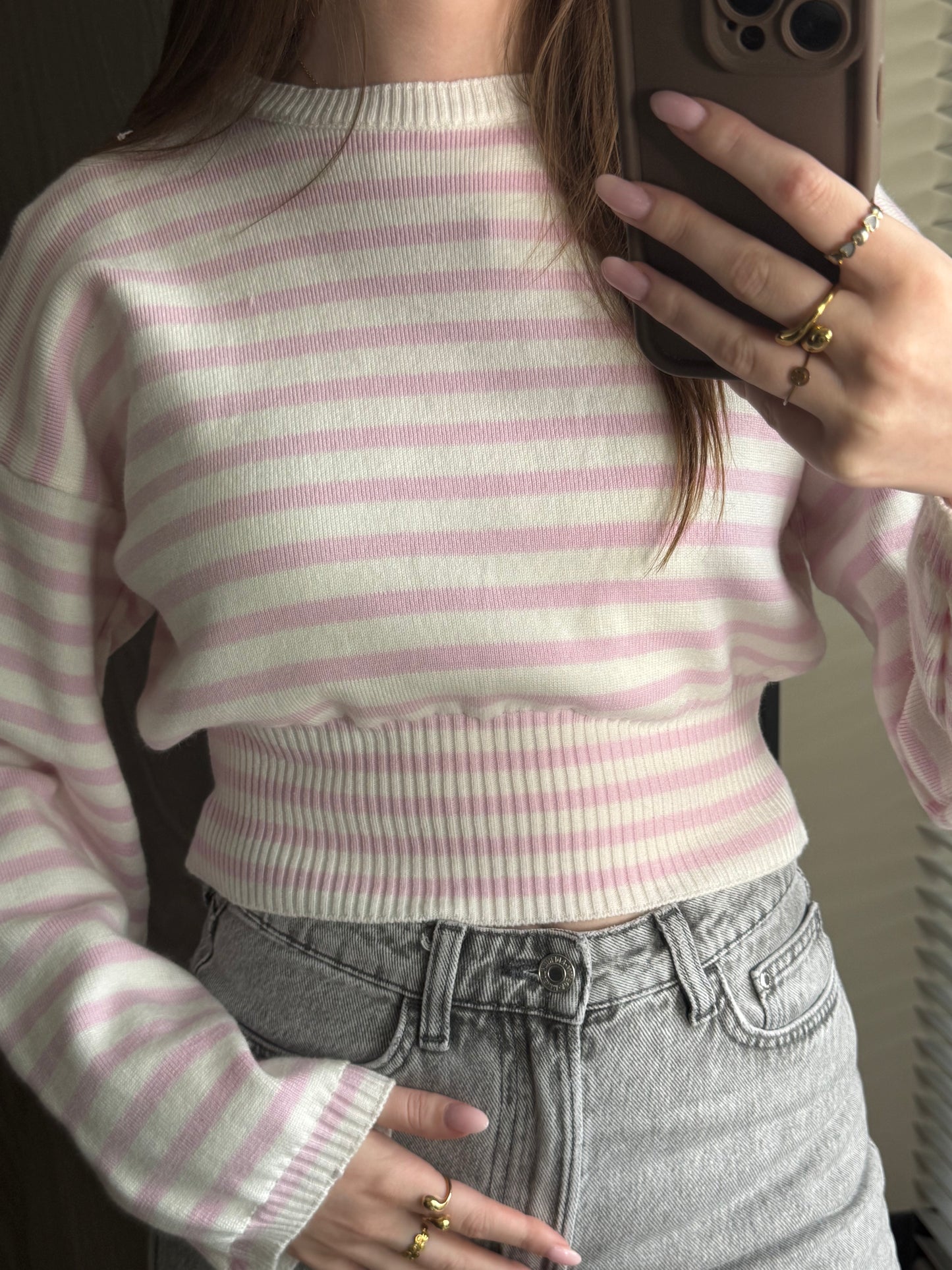 Cute Striped Top Pink