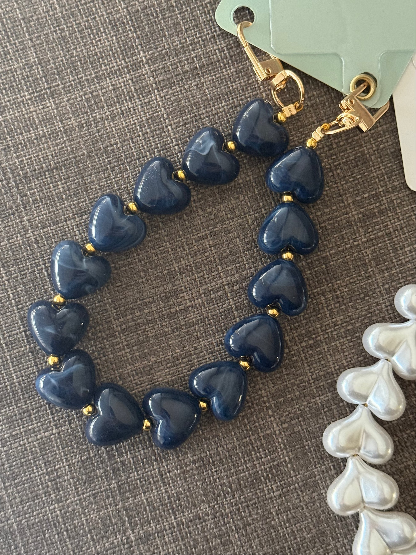 Phone Cord Heart Dark Blue