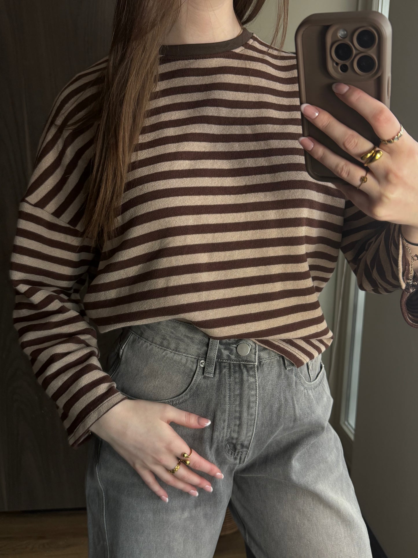 Striped Top Brown