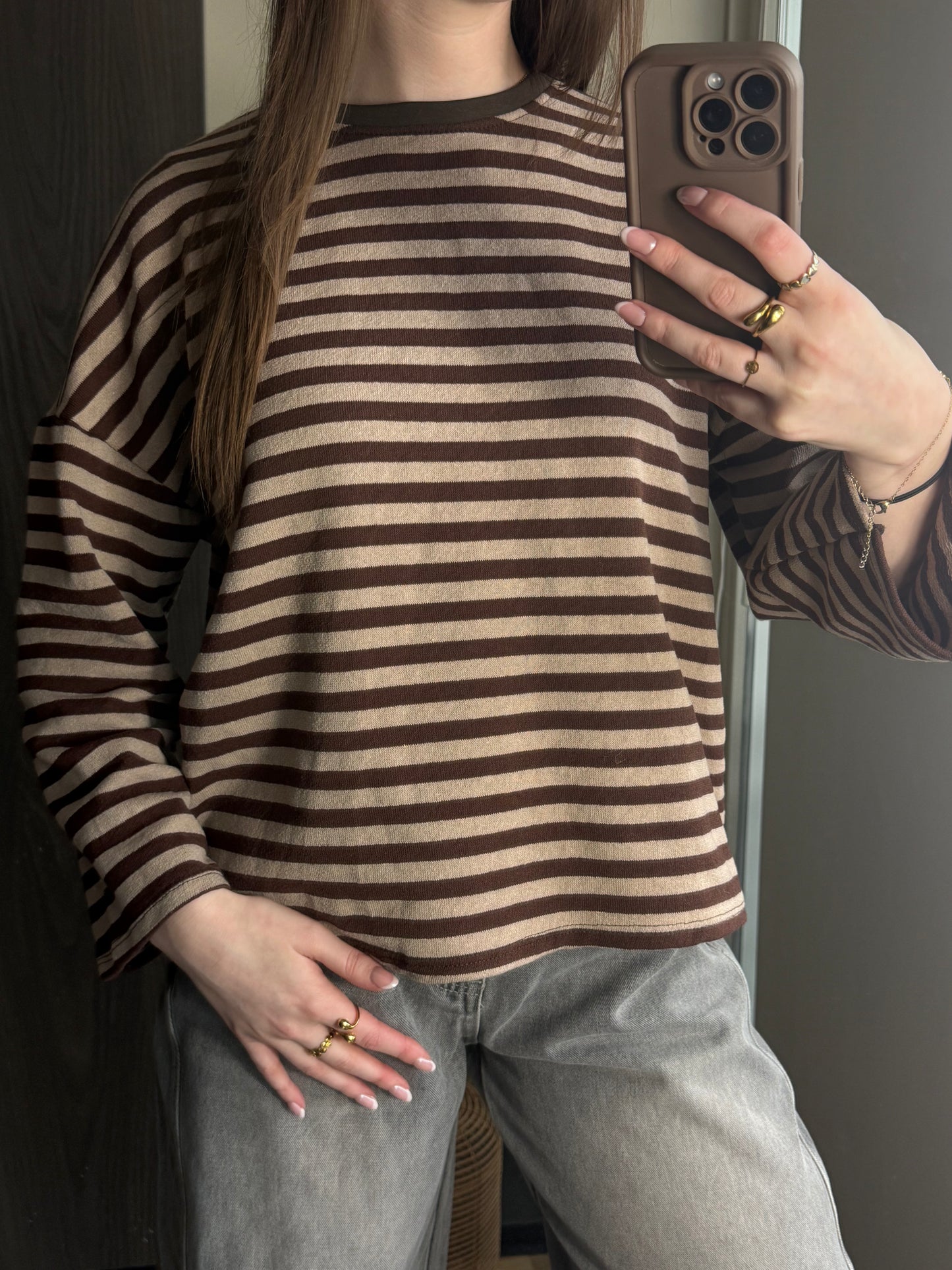 Striped Top Brown